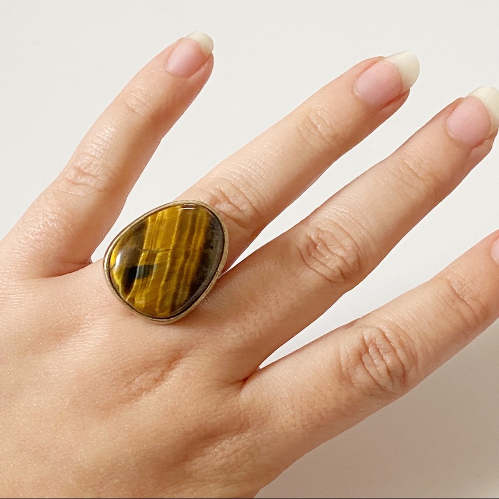Vintage Statement Tiger Eye Statement Ring - image 1